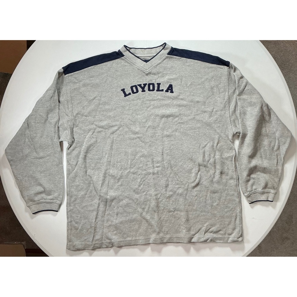 VTG Y2K JanSport Loyola University Chicago Shirt Mens XXL Fits 3XL Grey V-Neck